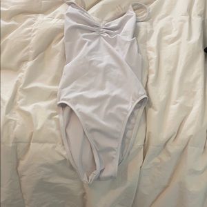 white bullet pointe ballet leotard